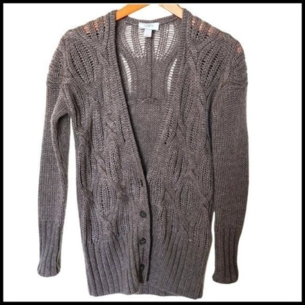Ann Taylor LOFT Cardigan Wool Mohair Blend Cable Loose Knit‎ size S Small